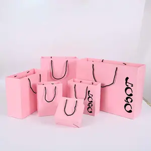 사용자 정의 로고 웨딩 작은 보석 헤어 살롱 속눈썹 핑크 종이 부티크 선물 가방 핸들