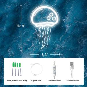 Décoration pour <span class=keywords><strong>aquarium</strong></span> et maison de plage : enseigne néon LED en forme de méduse, alimentée par USB, pour la décoration de maison de plage et d'<span class=keywords><strong>aquarium</strong></span> - Product Image 3