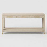 Console de luxe légère classique en cuir gaufré façon peau de requin avec cadre en bois massif et 3 tiroirs à fermeture douce pour grossistes en meubles