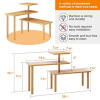 Rak dapur 3 tingkat, disesuaikan, rak sudut Bambu Meja Organizer bumbu Set, rak tampilan, hemat ruang