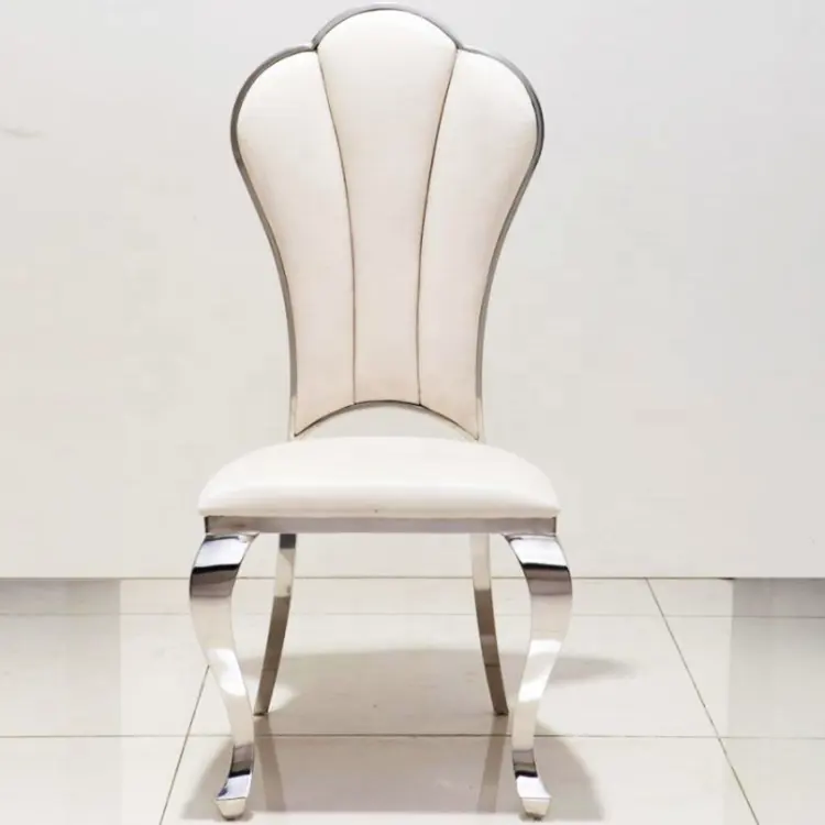 high upholstered stainless steel designed french provincial dining room furniture dining chair pu leather banquet chair