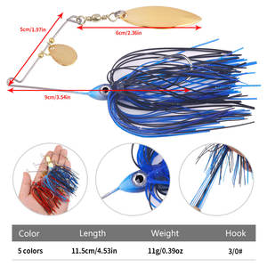 HENGJIA 11g Esca Artificiale Rigida a Gonna Lunga con Testa Piombata e Doppie Pale per la <span class=keywords><strong>Pesca</strong></span> al Bass - Product Image 4