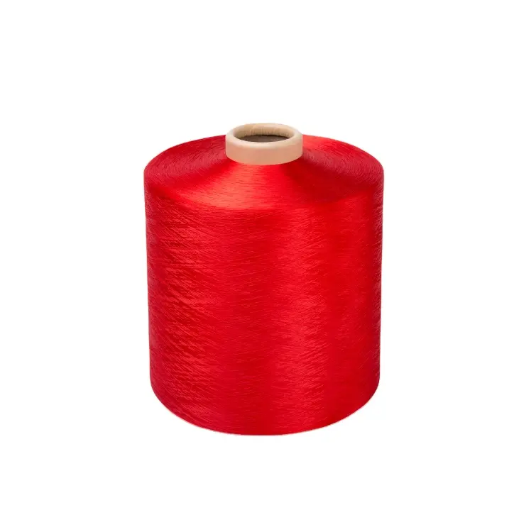 Dope boyalı polyester dty 150 denye dokulu filament iplik