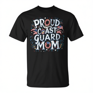 Camiseta Proud Us Coast Guard Mom con diseño patriótico, color negro, talla mediana - Product Image 2