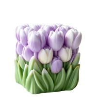 Bougie parfumée de luxe LF en forme de bouquet de tulipes, bougie décorative en forme de fleur violette et blanche, bougies décoratives, décoration esthétique de la pièce, marque privée
