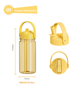 Botella de Agua Deportiva Portátil de 580 ml, Transparente, Tritan, Libre de BPA, Ecológica, con Pajita de Succión y Agarre Manual, para Uso Unisex - Product Image 3
