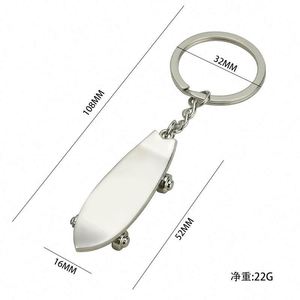 Porte-clés en alliage design skateboard - Anneau porte-clés en métal avec roues rotatives, cadeau tendance du Nouvel An pour hommes, femmes et adolescents - Product Image 2
