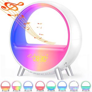 Desktop <b>Bluetooth</b> <b>Speaker</b> Bedside Electronic Smart Alarm Clock <b>LED</b> Sunset Wake-up Light - Product Image 4