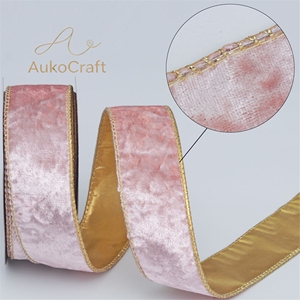 Pita Beludru Berpinggir Emas Satu Sisi 2.5cm&4cm  Dekorasi Latar Belakang Pohon Natal Buatan Tangan DIY  10 Yard/Roll Ramah Lingkungan - Product Image 3