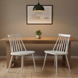 Juego de 2 sillas de comedor modernas de plástico blanco, estilo rústico, muebles para el hogar. - Product Image 2