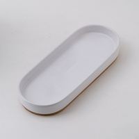 Ensemble d'accessoires de salle de bain en céramique, 5 pièces, Design moderne, avec Base en bois de bambou, effet mat pour maison et hôtel, nouveau