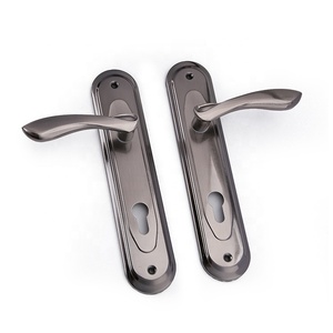 Poignée de porte économique en aluminium avec plaque de support en acier, ensemble de serrure de porte intérieure pour salle de bain, levier durable pour projets résidentiels - Product Image 1