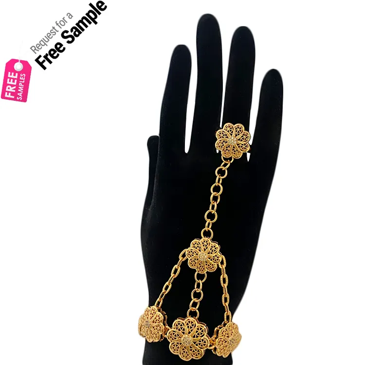 fashion adjustable finger ring chain bracelet gold plated chain bracelet With retro engraving egypt style ring hand chain for wo