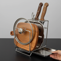 Organisateur de cuisine minimaliste durable de qualité supérieure en acier inoxydable SUS304, porte-couteaux 3-en-1, support pour planche à découper, rangement amovible