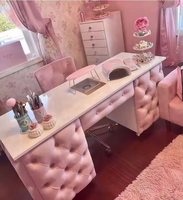 Meubles de salon de manucure en vente, table de manucure rose et diamant, bureau à ongles avec collecteur de poussière