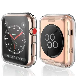 Capa protetora de relógio para apple watch, capa de relógio tpu ultra fina cristal transparente proteção para iwatch 49mm