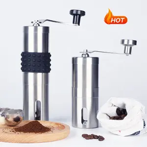 Custom Logo Price Manual coffee grinder Outdoor burr mill adjustable setting portable precise brewing hand crank coffee grinder