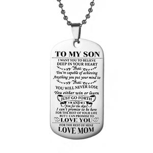 A mi hijo/hija amor mamá colgante de acero inoxidable letra negra collar familiar - Product Image 5