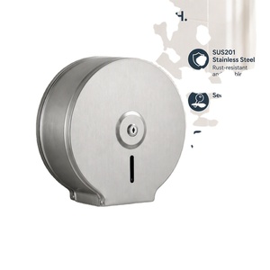 Porte-papier toilette mural moderne en acier inoxydable SUS201, distributeur de papier toilette circulaire verrouillable pour salle de bain - Product Image 1