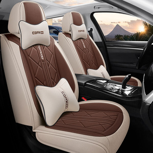 Fundas Universales de Asientos de Coche de Cuero PU, Juego Completo de <span class=keywords><strong>9</strong></span> Piezas, Impermeables, para Todas las Estaciones, Protector de Asientos de Auto con Logotipo Personalizado, Color y Empaque - Product Image 3