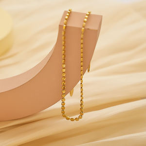 Venta caliente 18K chapado en oro cadenas gargantilla collar estilo Simple simplicidad pequeño collar de Cuentas planas para Mujeres Hombres - Product Image 4