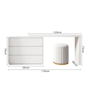 Trang điểm màu đen trẻ em bằng gỗ sồi tóc bàn Acrylic bia Giá cả phải chăng dressers cao vẻ đẹp armoire beddoom gỗ trắng hiện đại Dresser