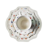 Solhui Ins ensemble de vaisselle en céramique fleur créative corée jante perlée assiette à gâteau dessert