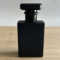Flacon de parfum atomiseur mat noir 30 ml, carré plat, pour voyage, avec bouchon en T et emballage, pour homme