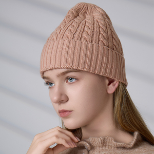 High Quality Luxury Unisex Knitwear <b>Accessories</b> Acrylic Embroidery Logo Cable Skull Cap for Winter Women Cuffed Knit Beanie - Product Image 5