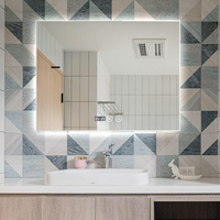 Espejo de Baño LED Rectangular con Marco Delgado, Táctil, Regulable, 3 CCT, con Cubierta de Acrílico, Tamaños Personalizados para Decoración del Hogar