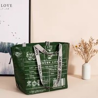 Sac fourre-tout tissé grand format personnalisé, écologique et populaire, imperméable, pliable et réutilisable pour femme, avec logo