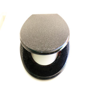 Siège de toilette en bois moulé de forme ronde à paillettes de bonne qualité - Product Image 2