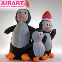 Ensemble Famille de Pingouins Gonflables Personnalisés pour Décoration de Noël, Mascotte Animale de Vacances, Accessoire de Présentation pour Centre Commercial et Atrium, Pingouin de Dessin Animé