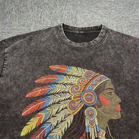 T-shirt vintage pour homme, coupe oversize et courte, style streetwear, avec impression de logo personnalisée, en tissu épais et effet vieilli