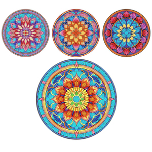 Acrylic Four-piece Set Creative <strong>Mandala</strong> Restaurant Plate Handmade Decorative Painting DIY <strong>Dot</strong> Diamond Painting Placemat - Product Image 2