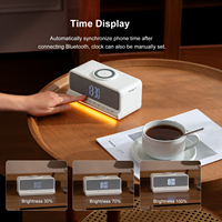 Haut-parleur Bluetooth rechargeable avec logo personnalisé, chargeur de téléphone sans fil à charge rapide, avec veilleuse et horloge