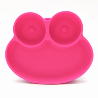 Assiette Bébé en Silicone en Forme de Grenouille Mignonne, Sans BPA, Qualité Alimentaire, Lavable au Lave-Vaisselle, Écologique, Assiette d'Apprentissage à Ventouse pour Repas