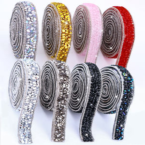 Wholesale 1cm Bling Self-Adhesive <strong>Resin</strong> Mesh <strong>Strips</strong> with Round Point Back Rhinestones for Bags &amp; Shoes Decoration - Product Image 3