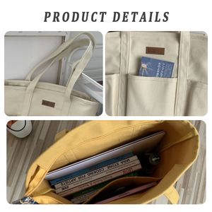 Sac fourre-tout en toile vierge à compartiments, sac d'épicerie en toile biologique, sac de courses au design simple avec logo personnalisé, vente en gros - Product Image 3