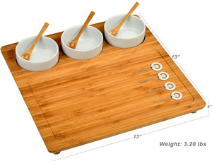 <span class=keywords><strong>Plateau</strong></span> <span class=keywords><strong>de</strong></span> service <span class=keywords><strong>individuel</strong></span> en bambou avec 3 bols en céramique pour la cuisine - Product Image 3