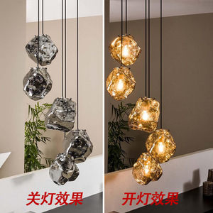 QiaoSheng Ice Cube Pendant <b>Light</b> Led Single Head For Bedroom Dining Room Hotel <b>Decorative</b> Lamp - Product Image 4