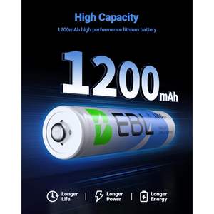 EBL High Performance 1200mAh AAA 8-Pack <b>Lithium</b> <b>Ion</b> <b>Pouch</b> <b>Batteries</b> 1.5V Triple a for High-Tech Devices Non-Rechargeable - Product Image 1
