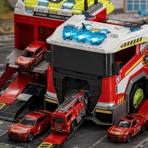 Camión <span class=keywords><strong>de</strong></span> <span class=keywords><strong>Bomberos</strong></span> <span class=keywords><strong>de</strong></span> Juguete, Vehículo Transportador, Set <span class=keywords><strong>de</strong></span> Coches <span class=keywords><strong>de</strong></span> Aleación Fundida a Presión, Sistema Multicarril, Estación <span class=keywords><strong>de</strong></span> Juego <span class=keywords><strong>de</strong></span> Rescate, Regalo Educativo para Niños - Product Image 2