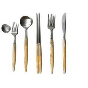 Classic Stainless Steel Flatware <b>Set</b> With Marble Handle Dinner Fork Knife Spoon Chopsticks Mirror Polish Western Style Cutlery - Product Image 1