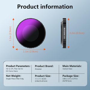 Juego de filtros Amazear ND para DJI Osmo Nano, kit de filtros adecuado para DJI Osmo Nano, paquete de 4 (CPL,ND8, ND16, ND32) - Product Image 6