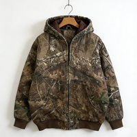 Blouson zippé personnalisé pour homme, style automne, camouflage numérique, imprimé vintage, motif arbre camouflage réel, matelassé, type bomber, pour la chasse, avec logo OEM