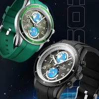 Montre à quartz pour homme Mark Fairwhale, boîtier en acier, aiguilles lumineuses, date, semaine, étanche, bracelet en caoutchouc FW-5730