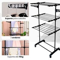 3 tendederos grandes de pie, plegables, ajustables, retráctiles y desmontables, con barras y ganchos compactos de metal