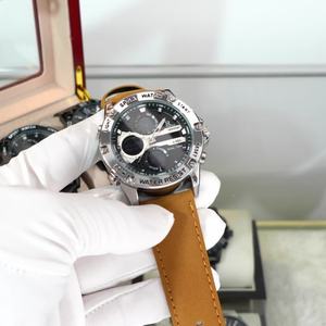 <span class=keywords><strong>Montre</strong></span> à quartz numérique pour <span class=keywords><strong>homme</strong></span>, bracelet en cuir, étanche, électronique, sportive, multifonctionnelle, boîtier en alliage, affichage à aiguilles - Product Image 4