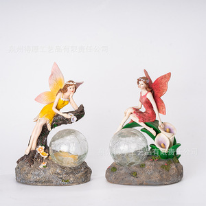 Veilleuse Ornementale Boule Craquelée Fée des Fleurs, Style Conte de Fées Forestier, Décoration Artisanale pour Chambre à Coucher - Product Image 1